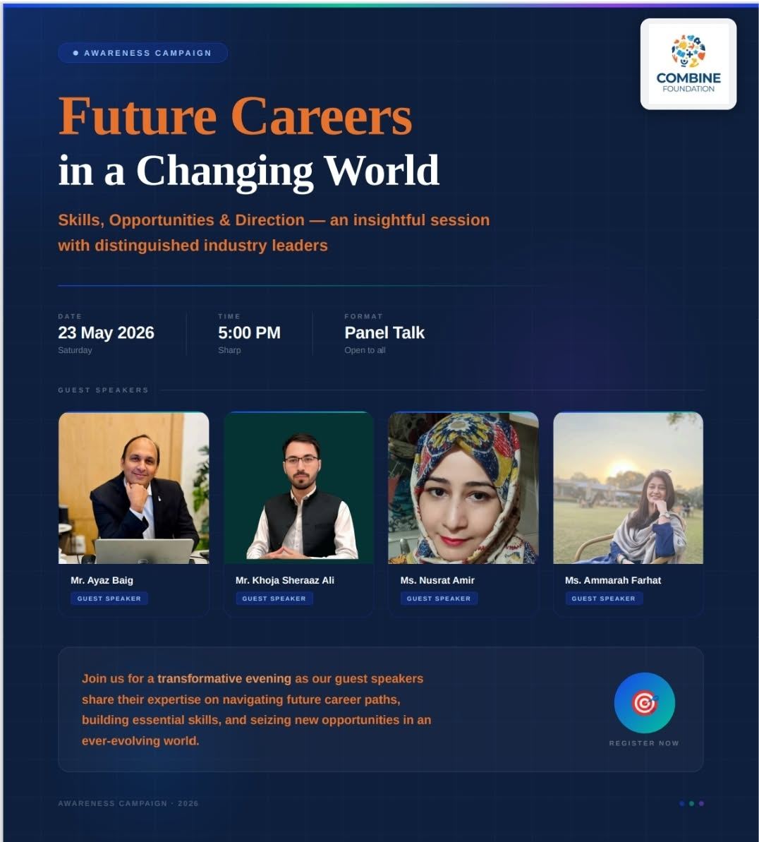 Future Careers in a Changing World panel talk poster with guest industry speakers